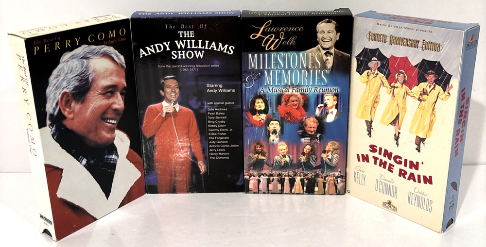 Vintage Lot Of 4 Music Classic VHS Tapes Singin' In The Rain Como Welk Williams